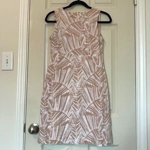Banana Republic Tan/White Leaf Sleeveless Dress